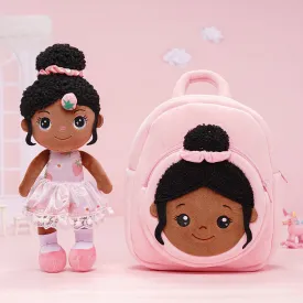 Personalized Deep Skin Tone Plush Pink Strawberry Doll   Backpack