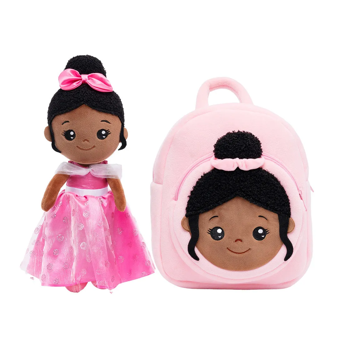 Personalized Deep Skin Tone Plush Princess Pink Doll   Backpack