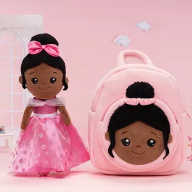 Personalized Deep Skin Tone Plush Princess Pink Doll   Backpack