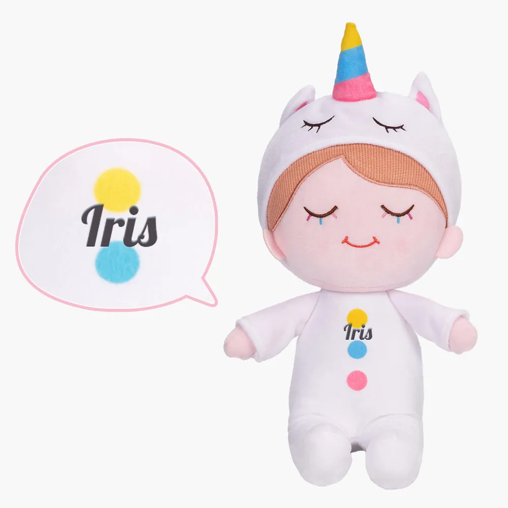 Personalized Iris White Unicorn Girl Doll   Backpack
