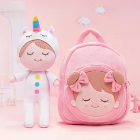 Personalized Iris White Unicorn Girl Doll   Backpack