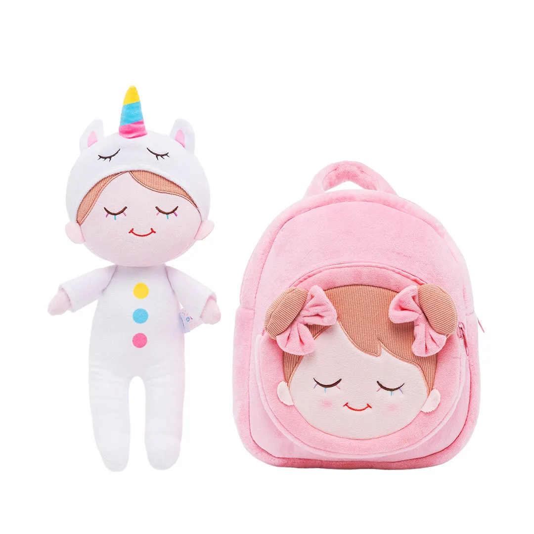 Personalized Iris White Unicorn Girl Doll   Backpack