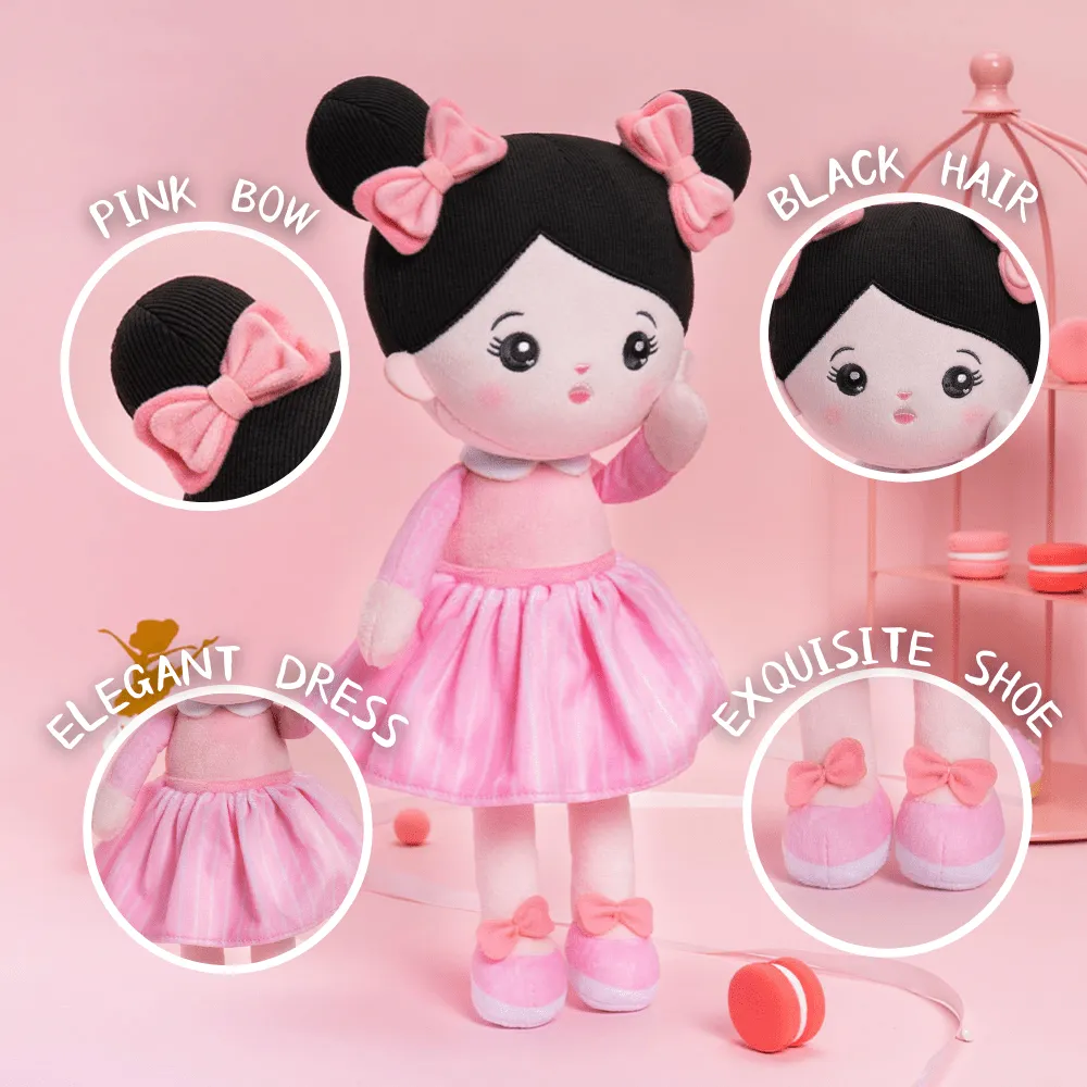 Personalized Pink Black Hair Baby Doll