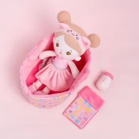Personalized Pink Cat Girl Doll   Cloth Basket Gift Set