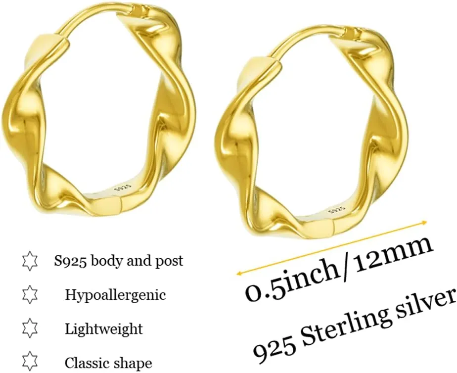 Rose Gold Earrings Small Hoop Earrings For Women 18k Rose Gold Plated 925 Sterling Silver Mini Huggie Earring 12mm