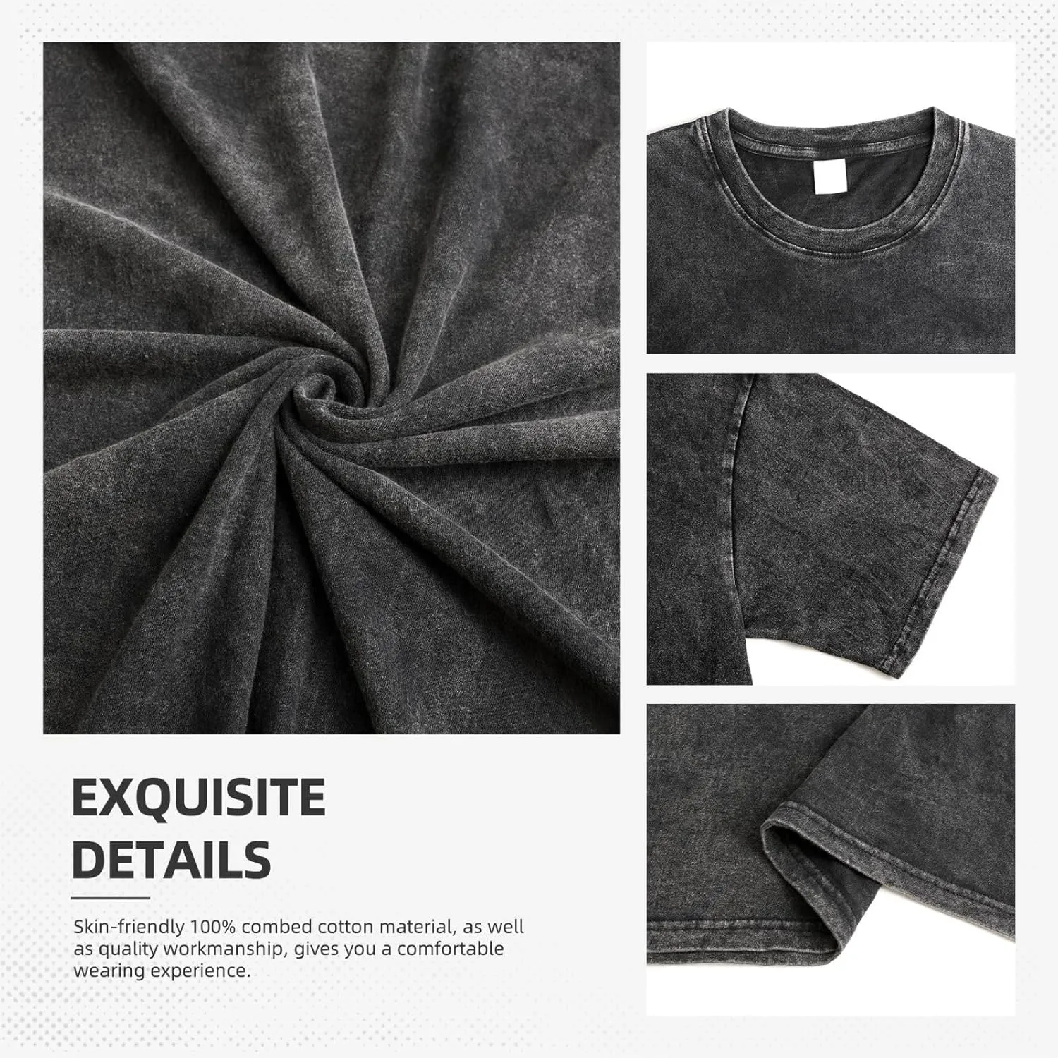 Shirt Men's Oversized Loose Fit Vintage Washed Cotton Casual T-Shirts