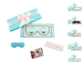 Sleepy Valentine-The Blue Silk Eye Mask Aromatherapy Eye Pillow Lavender Tassel Earplug Gift Box Set with Audrey Greeting Card