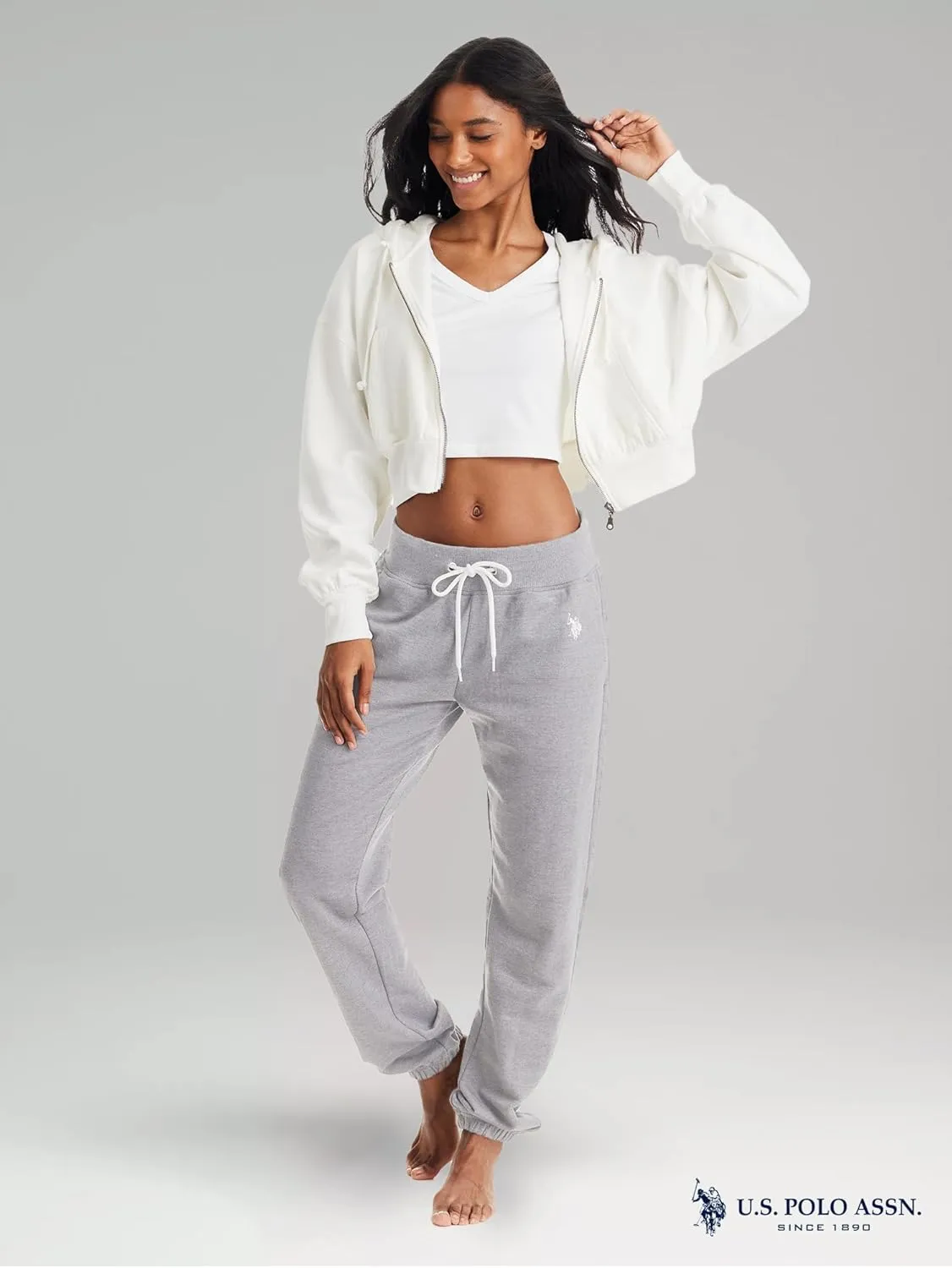 U.S. Polo Assn. Womens Sweatpants with Pockets, French Terry Womens Joggers or Wide Leg Sweats