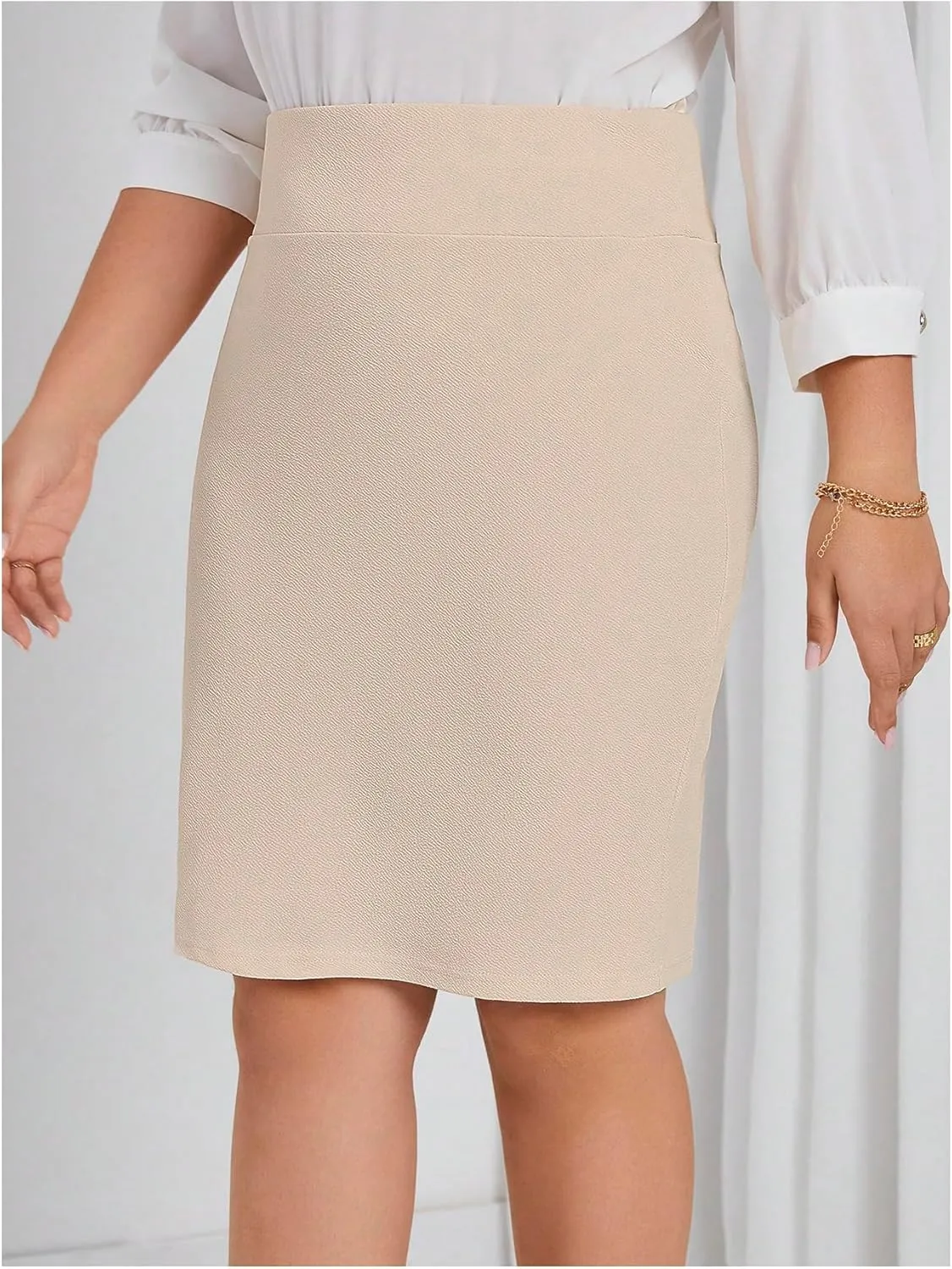 Verdusa Women's Plus Size Knee Length High Waist Bodycon Business Pencil Skirt